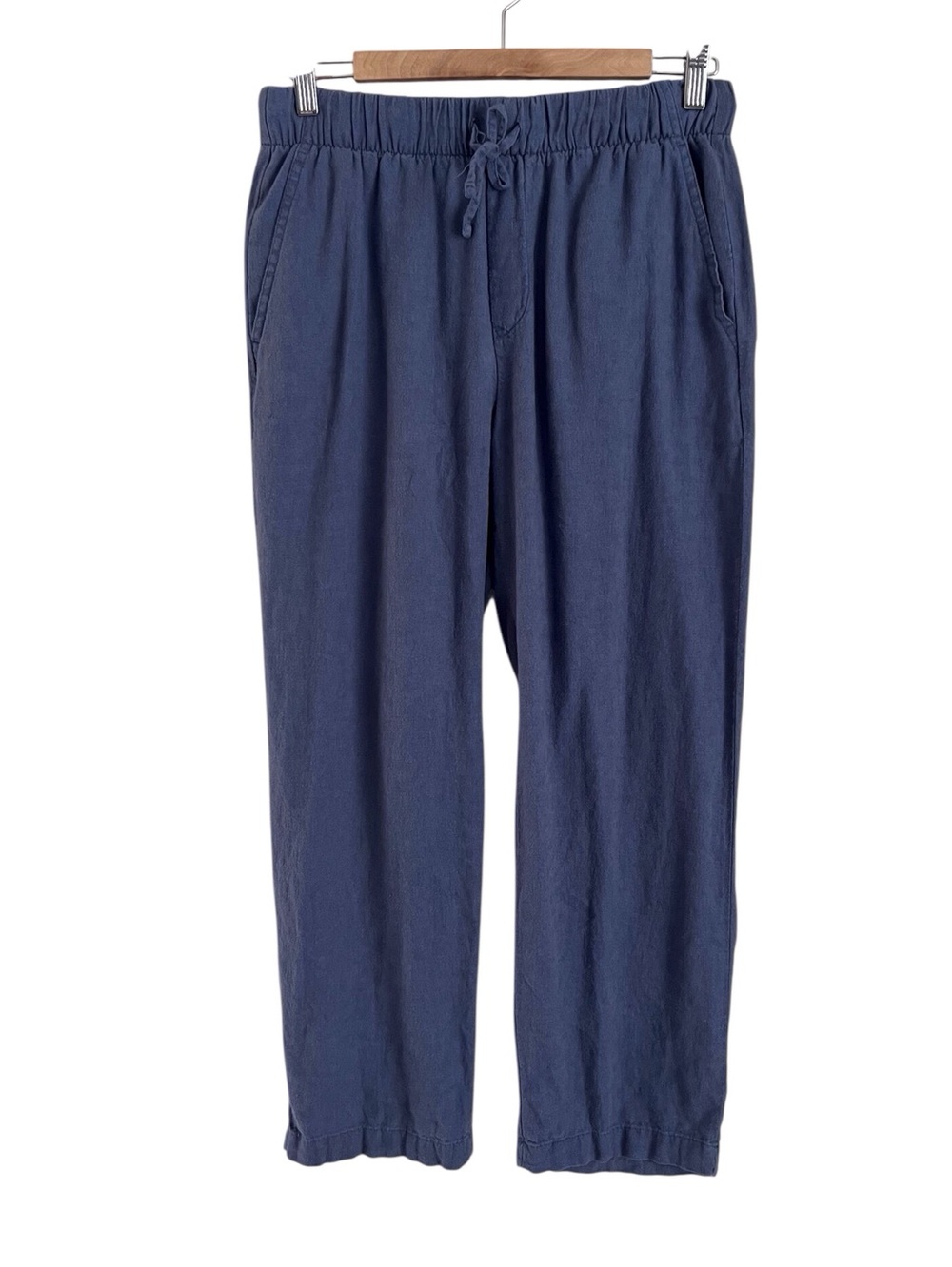 Gap Women's Easy Pant Linen Blend Indigo Blue Straight Coastal Euro Summer Small